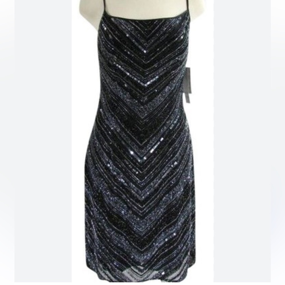 Scala Black silk Sequin Mini Dress going out dress, bachelorette party dress - Picture 1 of 7